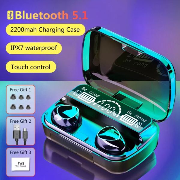 M10 Earbuds 2200mah, Wireless  Super Sound &amp; High Quality Touch SensorsBluetooth EarBuds